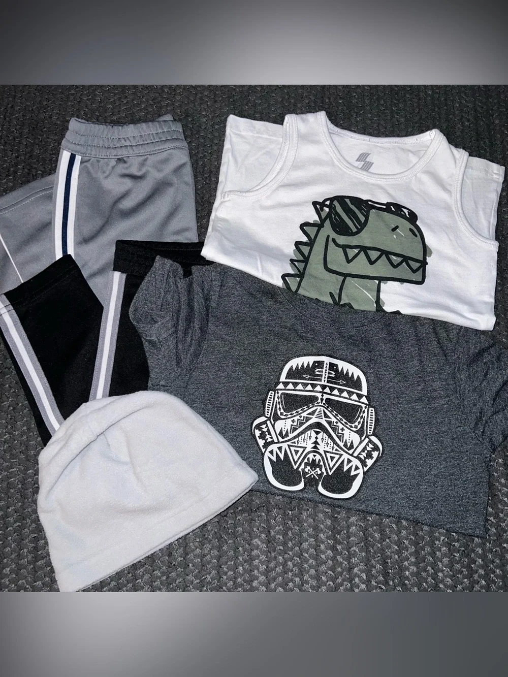Boys Graphic Tee & Tank Set with Gray Jogger
